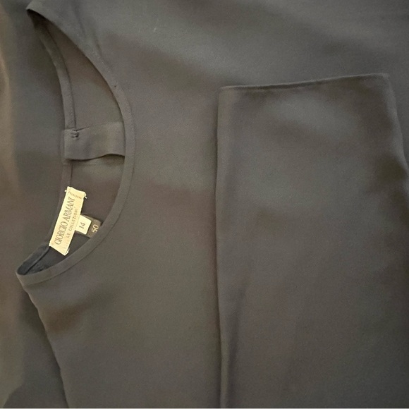 Giorgio Armani Vintage Silk Tunic Sheer Black Blouse Classic Y2K Women’s Size 14 - Picture 5 of 8